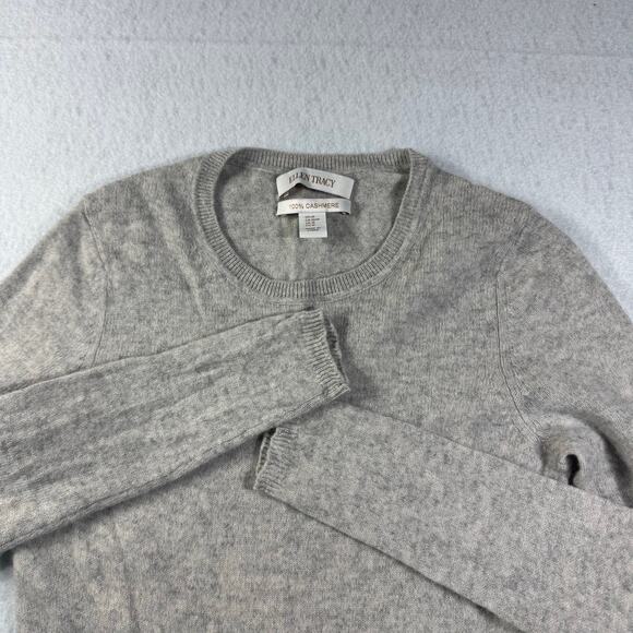 Ellen Tracy 100% Cashmere Medium Long Sleeve Taupe Cozy Crew Neck Sweater M - Picture 1 of 13